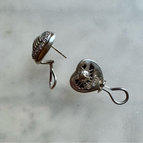 DAVID YURMAN Pavé Diamond Sterling Carved Heart Earrings - Picture 4 of 16